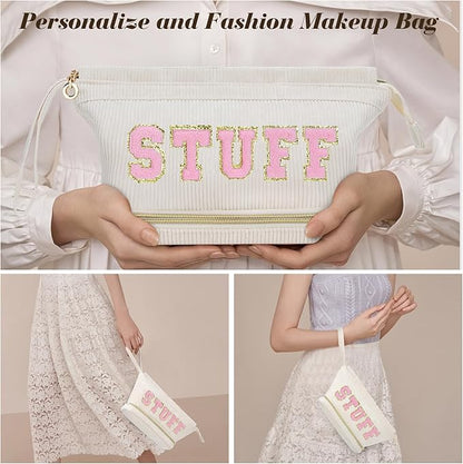 Travel Make up Bag Double Layer Cosmetic Bag Gift for Women Preppy Stuff Bag for Her Mom Girlfriend Wife Teacher 12 13 14 15 16 Years Old Teen Girl Gifts Trendy Bag