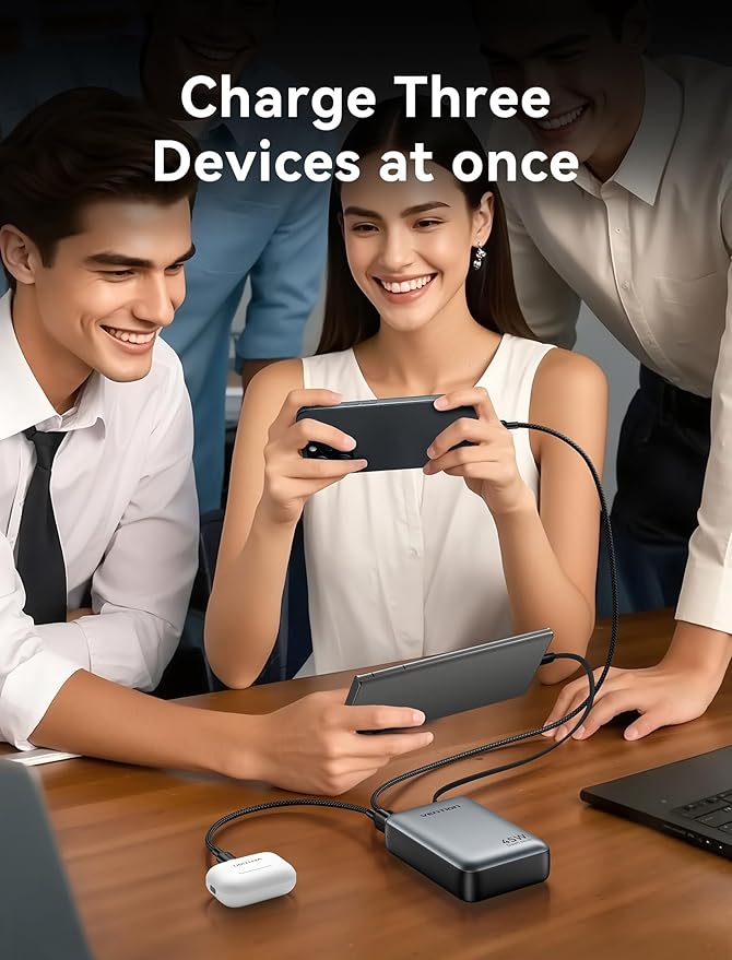 VENTION 45W Power Bank, CCC Certified 20000mAh with Built-in USB-C Cable, Fast Charging Travel Portable Charger with LED Digital Display for iPhone 17/16/15 Xiaomi Galaxy S26/S25 iPad Laptop(Beige)