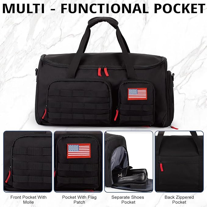 3-in-1 Tactical Garment Bag For Men,55L Large Capacity Convertible Suit Bag,Garment Bags For Hanging Clothes With Shoes Compartment, Multi-Functional Suit Bag For Travel Business