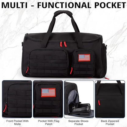 3-in-1 Tactical Garment Bag For Men,55L Large Capacity Convertible Suit Bag,Garment Bags For Hanging Clothes With Shoes Compartment, Multi-Functional Suit Bag For Travel Business