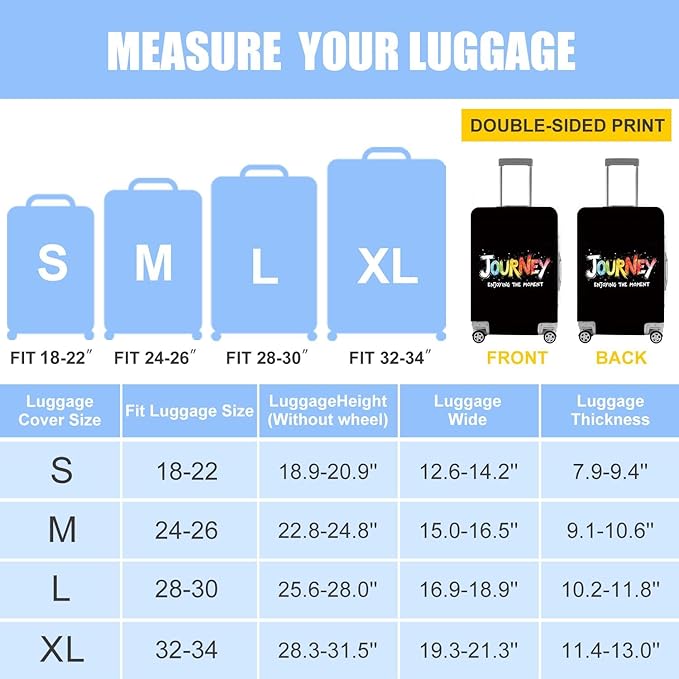 Colorful Journey Luggage Cover – Elastic Space-Themed Travel Suitcase Protector with Wheels, 'Enjoying the Moment' Design,M