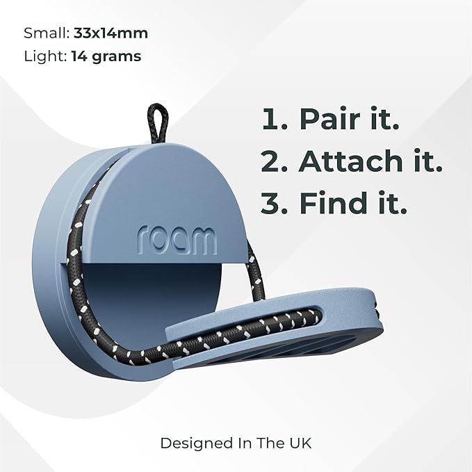 Roam Smart Tracker | Eco-Friendly Travel Tracker with Built-in Elastic Strap | QR Lost & Found, Global Find My Network | Replaceable Battery | No Extra App or Subscription Needed | 2-Pack, Grey