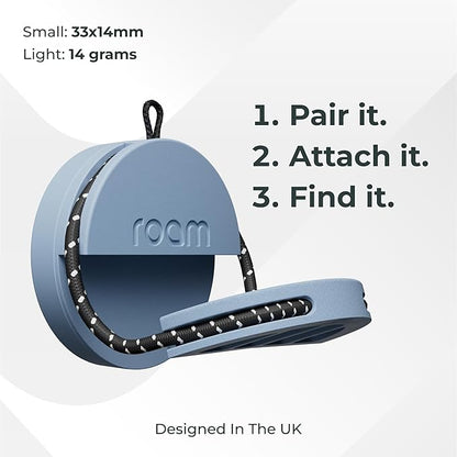 Roam Smart Tracker | Eco-Friendly Travel Tracker with Built-in Elastic Strap | QR Lost & Found, Global Find My Network | Replaceable Battery | No Extra App or Subscription Needed | 2-Pack, Grey