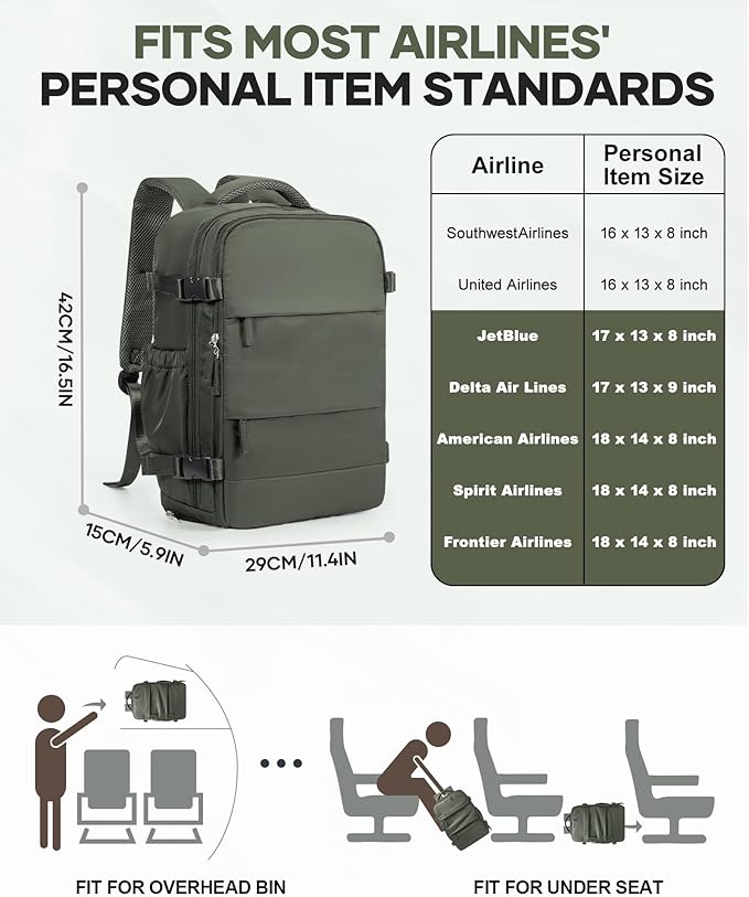 Vacuum Backpack Travel with Pump,Vacuum Seal Bags for Clothing, Shoe Compartment,United Airlines Personal Item Bag 17x10x9,Mochila compresion al vacio,Brown Green