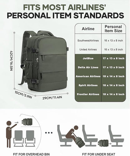 Vacuum Backpack Travel with Pump,Vacuum Seal Bags for Clothing, Shoe Compartment,United Airlines Personal Item Bag 17x10x9,Mochila compresion al vacio,Brown Green