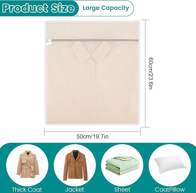 4Pcs Durable Cotton Mesh Laundry Bags for Delicates, 20×24inch Large Breathable Laundry Mesh Wash Bags with Sturdy Zipper for Delicates, Clothes, Pants, Underwear, Bra, Socks (XL)