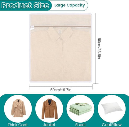 4Pcs Durable Cotton Mesh Laundry Bags for Delicates, 20×24inch Large Breathable Laundry Mesh Wash Bags with Sturdy Zipper for Delicates, Clothes, Pants, Underwear, Bra, Socks (XL)