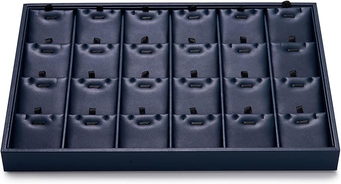 Oirlv Stackable 24 Gird Necklace Organizer Tray with Removable Jewelry Cards Necklace Pendant Jewelry Drawer Organizer