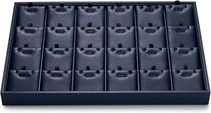 Oirlv Stackable 24 Gird Necklace Organizer Tray with Removable Jewelry Cards Necklace Pendant Jewelry Drawer Organizer