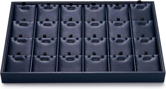 Oirlv Stackable 24 Gird Necklace Organizer Tray with Removable Jewelry Cards Necklace Pendant Jewelry Drawer Organizer