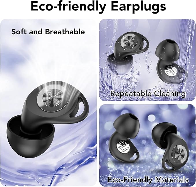 Ear Plugs for Sleeping Noise Cancelling, Ultra-Soft Silicone Ear Plugs for Sleep, 45dB Reusable Noise Cancelling Ear Plug Hearing Protection for Study/Work/Concert, EarPlugs with Case & 8 Eartips