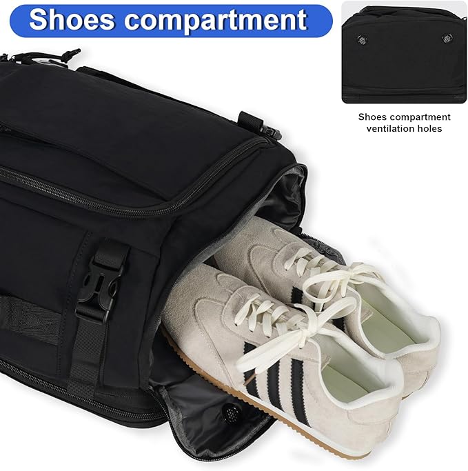 Carry On Travel Backpack with Shoe Compartment Flight Approved Laptop Backpack Expandable Work Business Backpack for Women Men Casual Daypack, Black