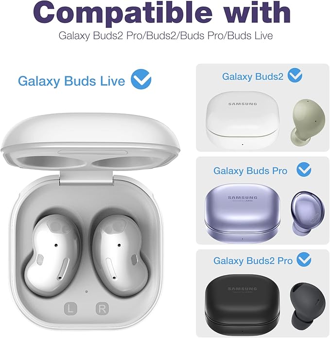 SURITCH for Samsung Galaxy Buds 2 Pro Case(2022)/Galaxy Buds 2 Case(2021)/Galaxy Buds Live Case(2020)/Galaxy Buds Pro Case(2021) Hard Clear PC Shockproof TPU Purple Cover with Silver Carabiner