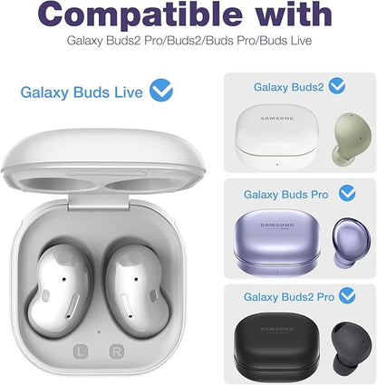 SURITCH for Samsung Galaxy Buds 2 Pro Case(2022)/Galaxy Buds 2 Case(2021)/Galaxy Buds Live Case(2020)/Galaxy Buds Pro Case(2021) Hard Clear PC Shockproof TPU Purple Cover with Silver Carabiner
