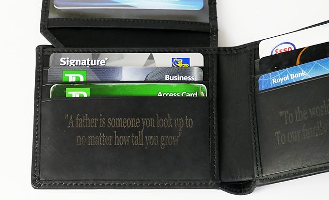 Custom Wallets For Men, Personalized Gifts For Men, Personalized Wallet For Men, Customized Engraved Full Grain Leather with RFID Blocking, Custom Gifts, Customized Wallets For Fathers Day (Black)