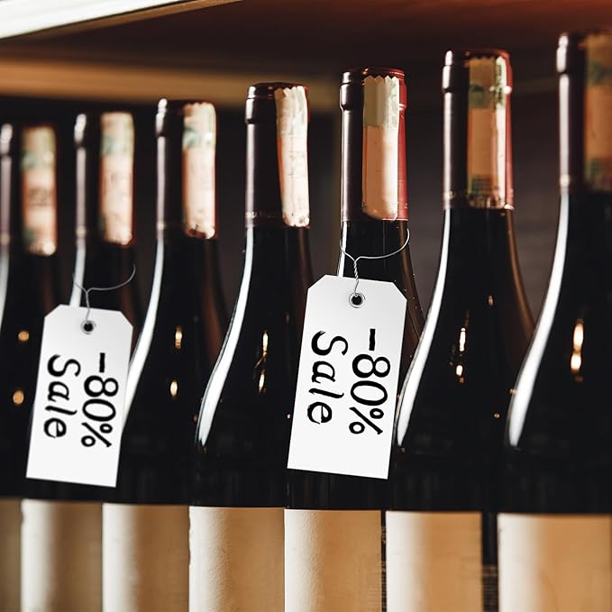 1000 Pieces Plastic Shipping Tags with Wire Labeling Tags Waterproof Hang Tags with Reinforcement Hole Writable Luggage tag Loops for Equipment Inventory Parts Garage (White, 4 3/4" x 2 3/8")