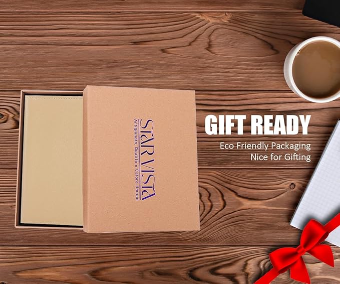 STAR VISTA Albatross Leather Travel Passport Holder, Minimalist Design, Calfskin Leather Case for Women and Men - Slim Passport Wallet, Bifold, RFID Blocking, with AirTag Holder, Ivory