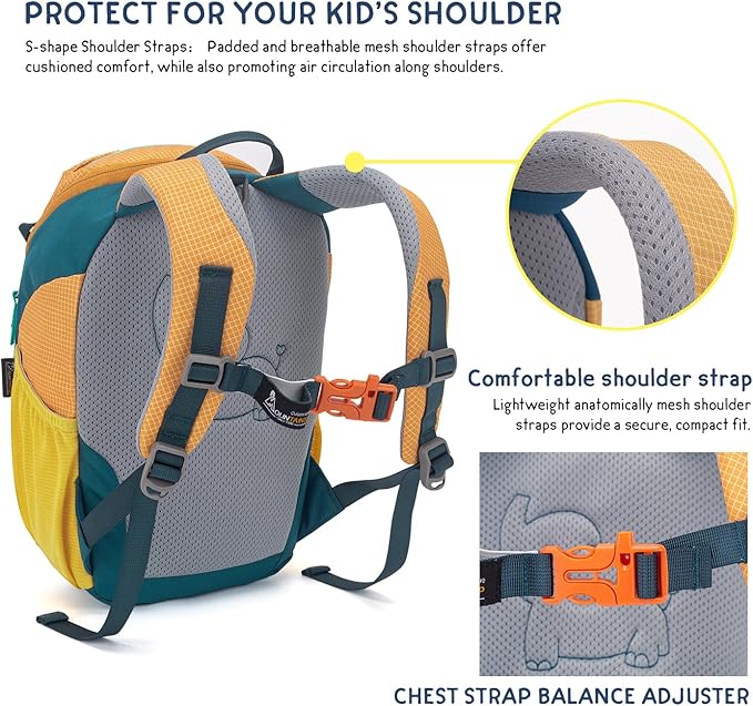 MOUNTAINTOP 8L Kids Backpack,Toddler Backpack Travel Daypack with Chest Strap,Small Backpack for Preschool and Kindergarten