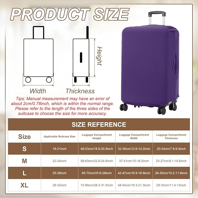 uxcell Luggage Cover for Suitcase Protector, Fit 26-28 Inch Luggage Elastic Suitcase Cover Scratch-Resistant Covers for Travel Business Trips, Purple (L)