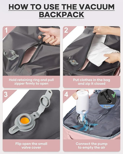 coofay Vacuum Backpack Travel with Pump Vacpack Travel Backpack with Vacuum System Compression Backpacks