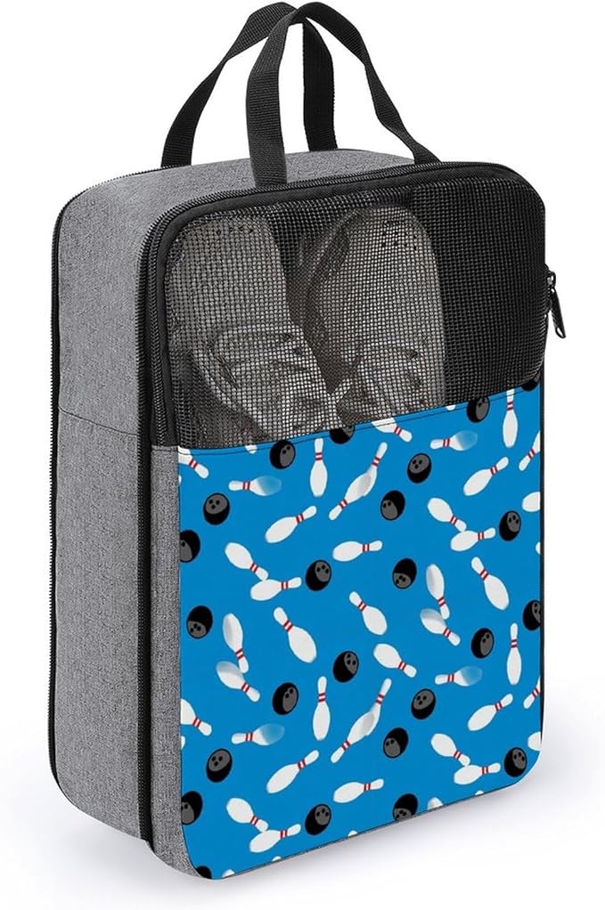 Portable Shoe Packing Storage Organizer with Handle Soccer Cleats Bag for Sport Sport Bowling Ball Pins Blue Travel Shoe Bag