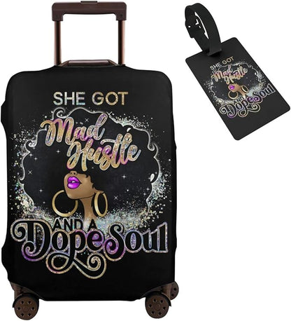 Travel Suitcase Protector Black Girl Elastic Protective Washable Luggage Cover With Concealed Zipper Suitable For 18-32 Inch (S (for 18--21 inch luggage))