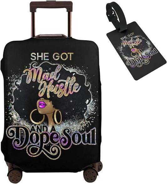 Travel Suitcase Protector Black Girl Elastic Protective Washable Luggage Cover With Concealed Zipper Suitable For 18-32 Inch (S (for 18--21 inch luggage))