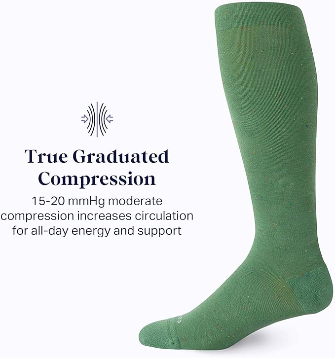 Comrad Recycled Cotton Knee High Socks - 15-20mmHg Graduated Compression Socks - Soft & Breathable Support Socks, Unisex