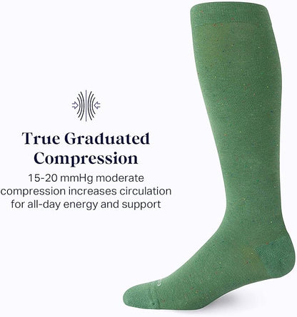 Comrad Recycled Cotton Knee High Socks - 15-20mmHg Graduated Compression Socks - Soft & Breathable Support Socks, Unisex