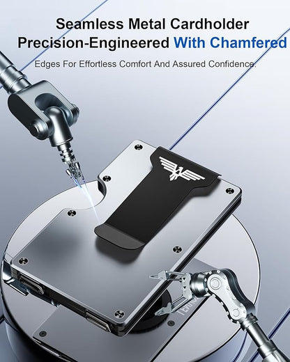 Minimalist Wallet for Men, Metal Wallet with Money Clip, Slim Compact Wallet, RFID Blocking Card Holder, Metal Aluminum Credit Card Holder, Holds up to 20 Cards