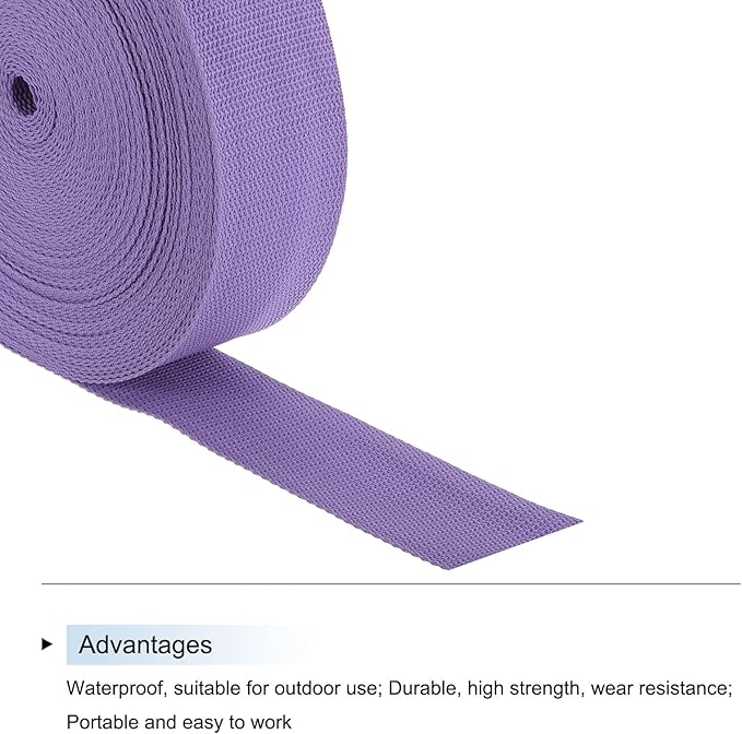 MECCANIXITY Lightweight Polypropylene Webbing Strap 2" 25 Yard Backpack Strapping Band Lavender Purple for Outdoor Luggage Cargo Straps