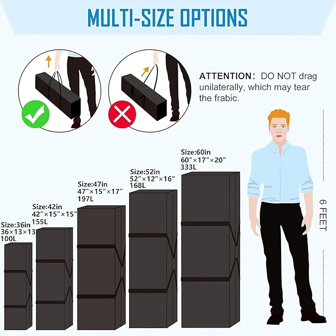 36" Sports Duffle Bag - 100L Extra Large Travel Duffel Luggage Bag with Upgrade 2-way Lockable Zippers, Durable & Water Resistant (36inch)