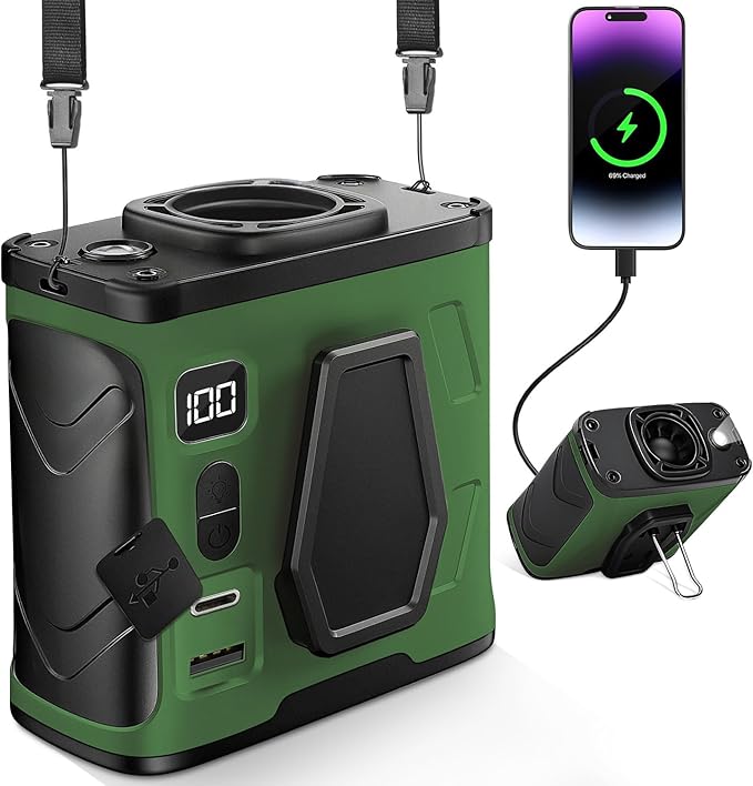 2025 Portable Waist Belt Clip Fan 10,000mAh/ 20,000RPM/ 40H Powerful Copper Brushless Motor, Hands-free Rechargeable Cooling Shirt Fan, Personal Hanging Neck Fan SOS Light for Outdoor Travel Camping