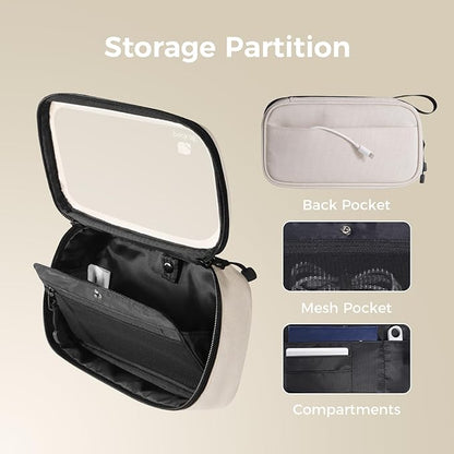 pack all Clear Electronic Organizer, TPU Cable Organizer Bag, Compact Cord Travel Organizer for Cables, Chargers, Phones, USB cords, SD Cards (Beige)