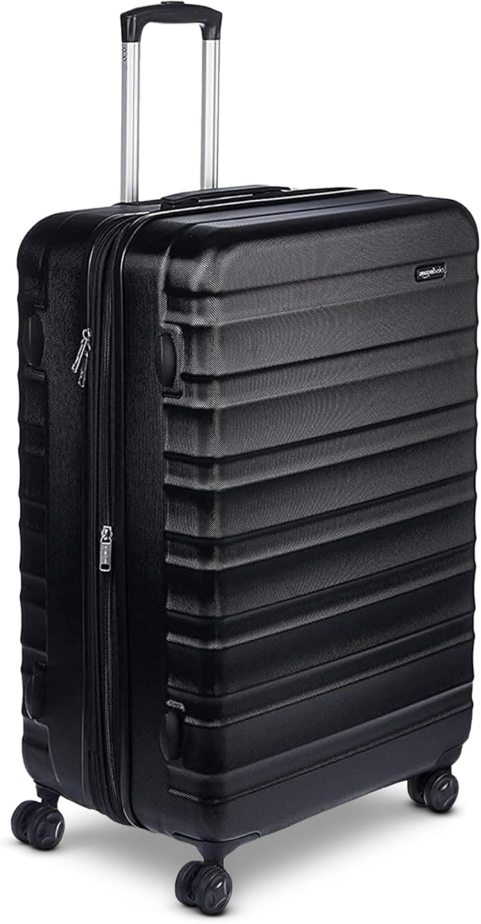 Amazon Basics 30" Hardside Large Checked Luggage, Hardshell Suitcase With Wheels, Expandable For Up to 15% More Space, With Scratch-Resistant Surface, Four Multi-directional Wheels, Black