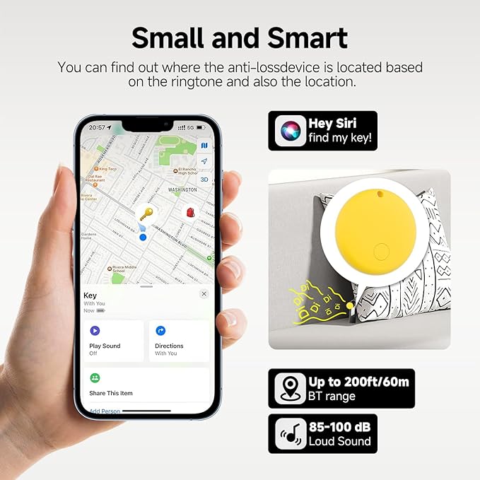 JTD Air Tracker Tags 5 Pack for Find My, 2025 Upgraded with IP68 Waterproof Item Finder with Left-Behind Alert, 5 Colors for Keys, Luggage, Backpack, Wallet. iOS Only.