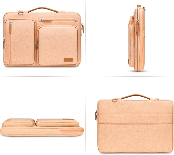 MOSISO 360 Protective Laptop Shoulder Bag,13-13.3 inch Computer Bag Compatible with MacBook, HP, Dell, Lenovo, Asus Notebook,Side Open Messenger Bag with 4 Zipper Pockets&Handle, Pastel Orange