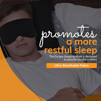 Happyluxe Escape Sleep Mask - Buttery Soft Airplane Eye Mask for Sleeping or Napping in Bed. Machine Washable. - Jet Black, Made in USA