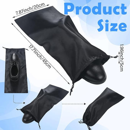 Patelai 20 Pcs Satin Shoe Bags for Travel Reusable Shoe Bag with Drawstring for Protecting Single Pouch Travel Dust Bags Storage Men Women, Black, Grey