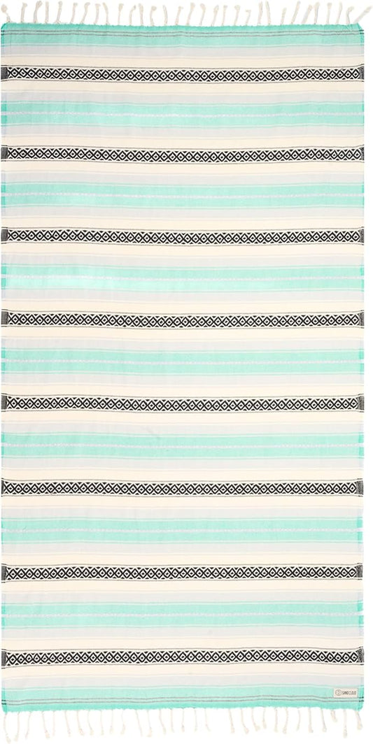 Sand Cloud Turkish Beach Towel - Sand Free - 100% Organic Turkish Cotton Yarn - Quick Dry Towel for Beach, Picnic Blanket or Throw - As Seen on Shark Tank - Tie Dye (Mint Baja)
