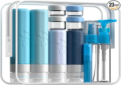 INSFIT 23 Pack Travel Bottles for Toiletries, TSA Approved Silicone Travel Size Toiletries with Toiletry Bag, BPA Free Leak Proof Refillable Travel Essentials for Liquids Shampoo Conditioner Lotion