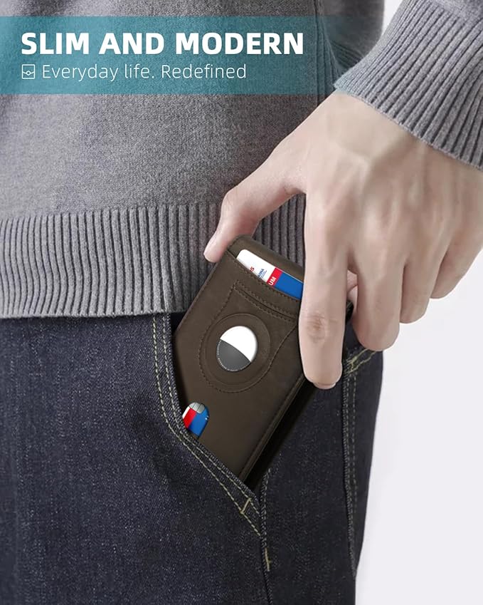 Zitahli Men's Wallets Airtag Holder Slim Rfid Leather with Gift Box