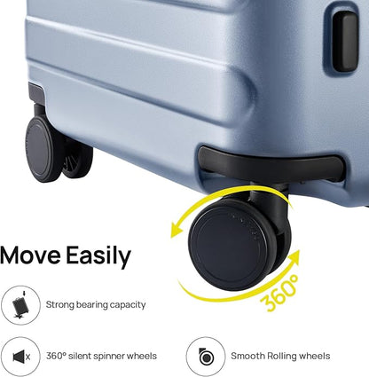 NINETYGO Carry On Luggage 22x14x9 Airline Approved, 20 Inch Luggage with Smooth Spinner Wheels, Lightweight, Hard Shell PC Suitcase Carry-On, Travel Luggage, TSA Approved (Shadow, Rhine Basic)