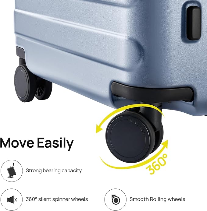 NINETYGO Medium Checked Luggage 24 Inch, Checking In Luggage with Smooth Spinner Wheels, Lightweight, Hard Shell PC Suitcase, Lightweight Travel Luggage, TSA Approved (Shadow, Rhine Basic)