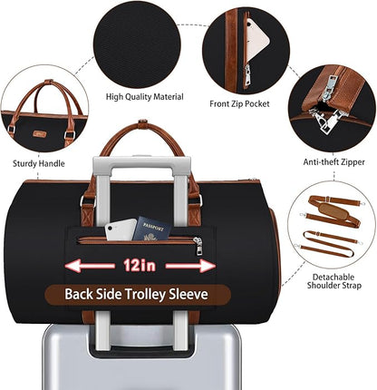 Convertible Garment Duffel Bags for Travel - Carry On Garment Bags With Toiletry Bag Large Weekender Bags for Women Men 2 in 1 Hanging Suitcase Suit Travel Duffel Overnight Bags 4pcs Set