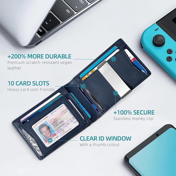 Zitahli Men's Wallets Airtag Holder Slim Rfid Leather with Gift Box