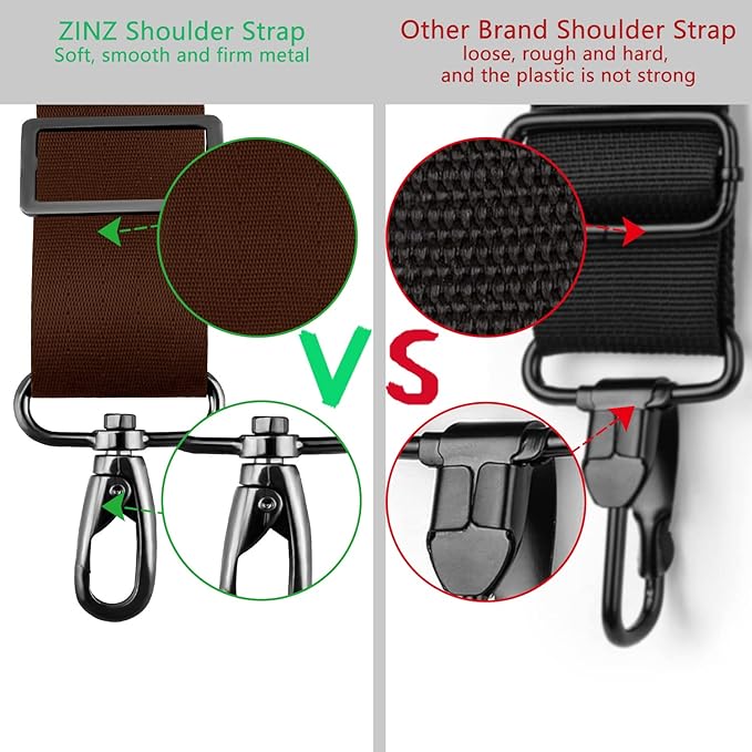 ZINZ 79 inch Shoulder Strap, Extra-thick Fixed Cushion Pad and Dual Clasps Universal Replacement Strap with Metal Swivel Hooks for Laptop Bags, Luggage Bags, Camera, Crossbody (200cm,Brown)