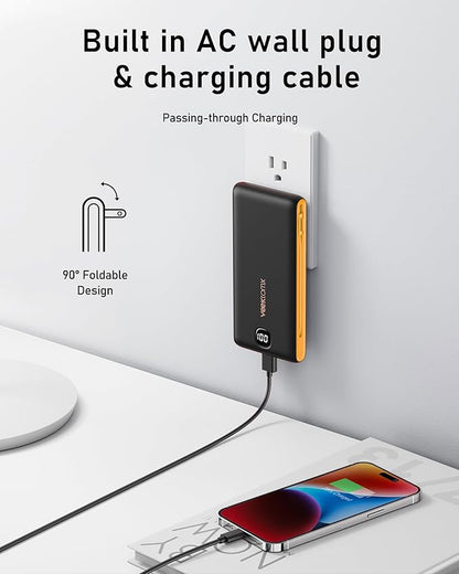 VEEKTOMX Portable Charger with Built in Cables 10000mAh, Power Bank for iPhone with Wall Plug, Travel Essential Fast Charging USB C Slim External Battery Pack for iPhone 17/16/15, Samsung, iPad, etc