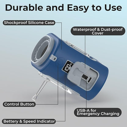 AMACOOL Mini Portable Waist Fan Clip on, 13000RPM 4-Speeds Personal Neck Fans, Up to 24H Battery Life, Rechargeable Wearable Shirt Belt Fan for Outdoor Work Jobsite Travel Camping, Gifts for Men