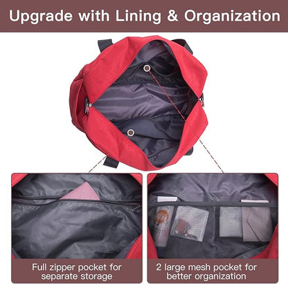 For Spirit Airlines Personal Item Bag 17.7x12.6x6.3 Foldable Travel Duffel Bag Underseat Carry-on Luggage for Women and men 25L(Orangered)